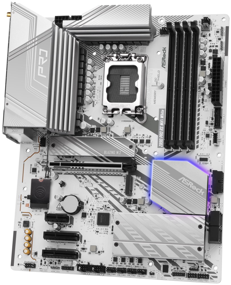 ASRock Z890 Pro RS WiFi White / Intel Z890 / LGA1851 / 4x DDR5 / 4x M.2 / HDMI / DP / 2x Thunderbolt 4 / WiFi / ATX